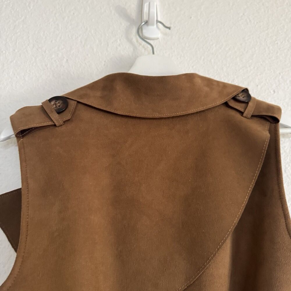 Love Token Long Trench Vest Waistcoat Sleeveless Duster Size XS Microsuede - Picture 5 of 16